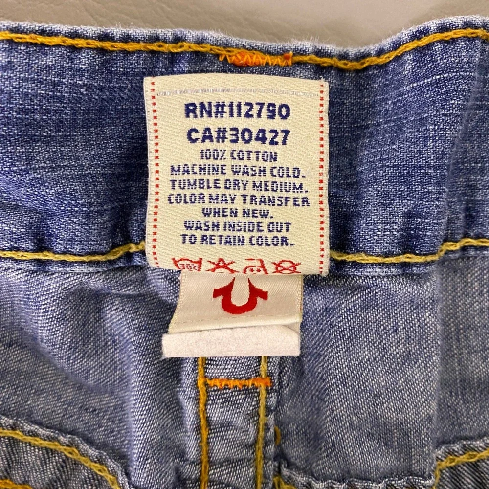 True Religion Joey Blue‎ Flared Jeans Men's Size 36x33 Made in USA Medium Wash
